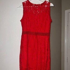 Womens Red Lace Dress, Size M
